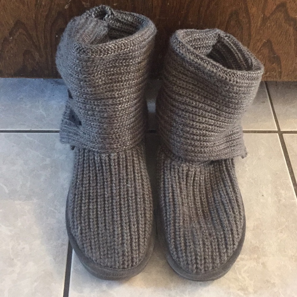 Knitted Grey BearPaw Boots Womens Winter Comfy